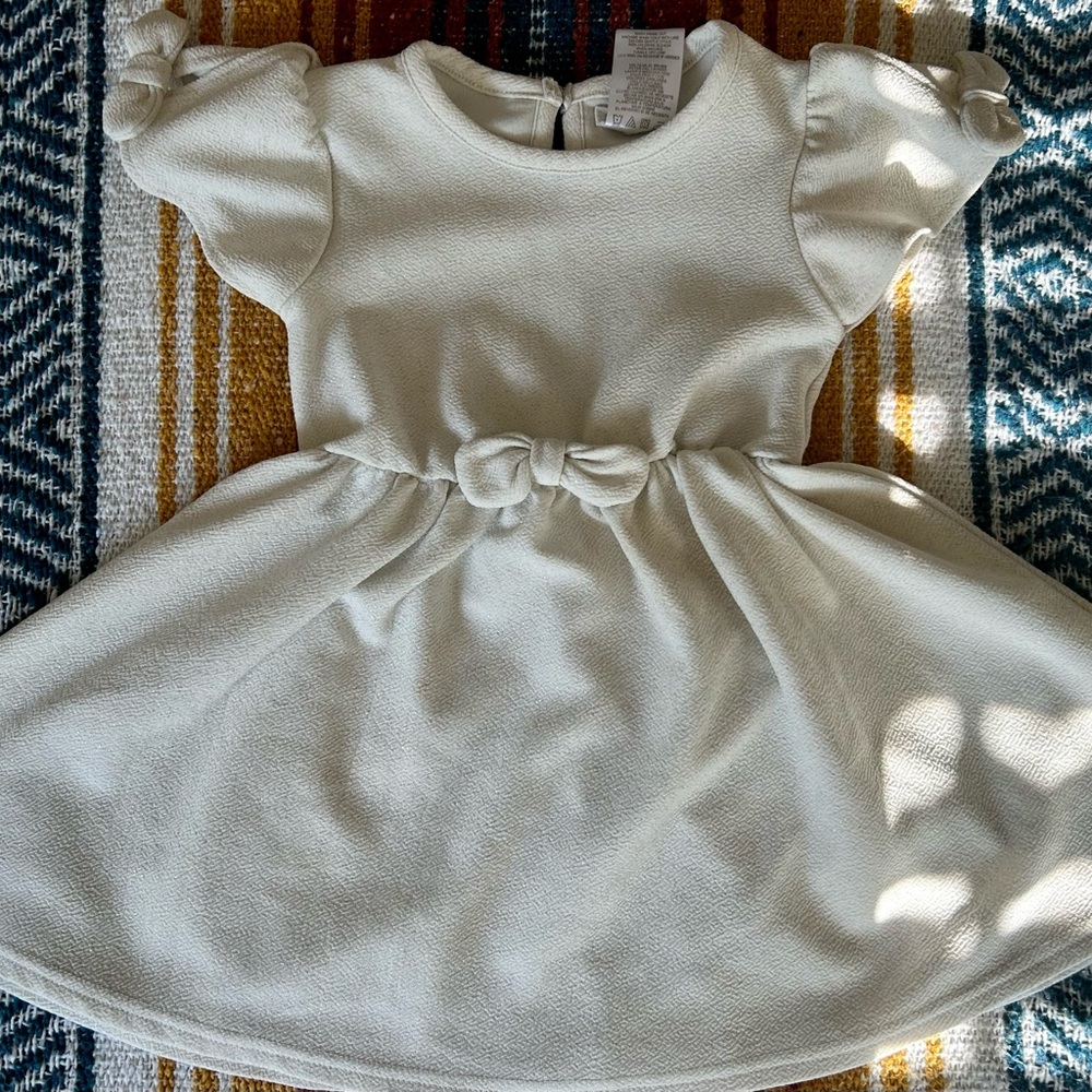 Forever Me Toddler Dress Off White Beige Sparkle Bow Size 3T